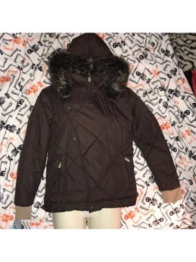 Sessions brown and tan hooded puff jacket XS